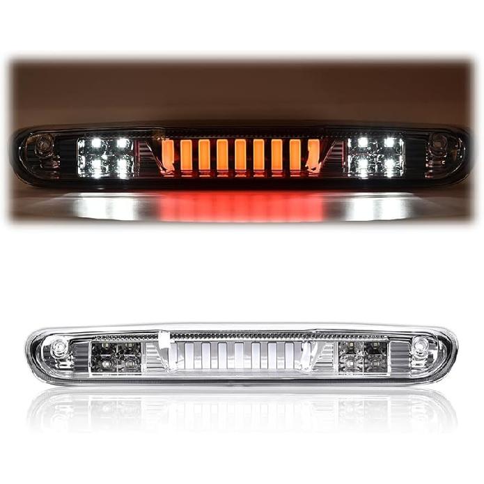 G-PLUS LED Third Brake Light Compatible With 1999-2006 Chevy Silverado/GMC Sierra 1500 2500 3500,3RD Cargo LED Tail Stop Lamps Clear Lens Chrome