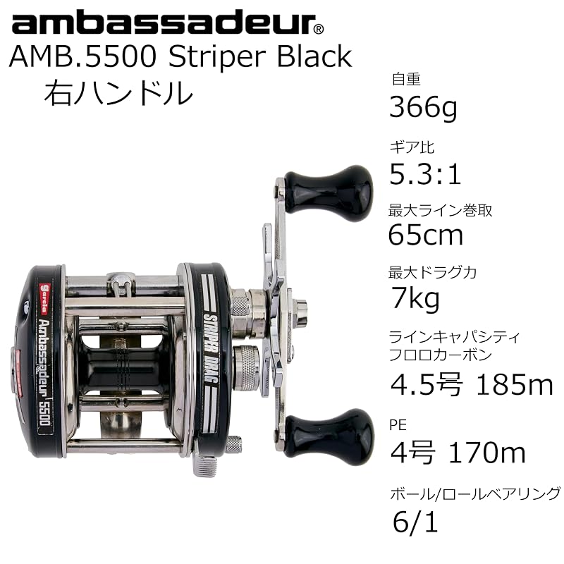 Abu Garcia AMB.5500 Striper Black Right-Handed Round Reel Classic Sweden