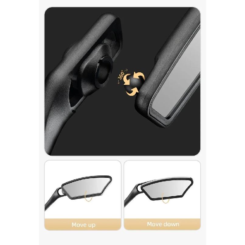 ROCKBROS Bicycle Mirror Handlebar Rear View Stainless Steel Reflector Universal Wide-Range 360° Adjustable Mirror Bike Accessory