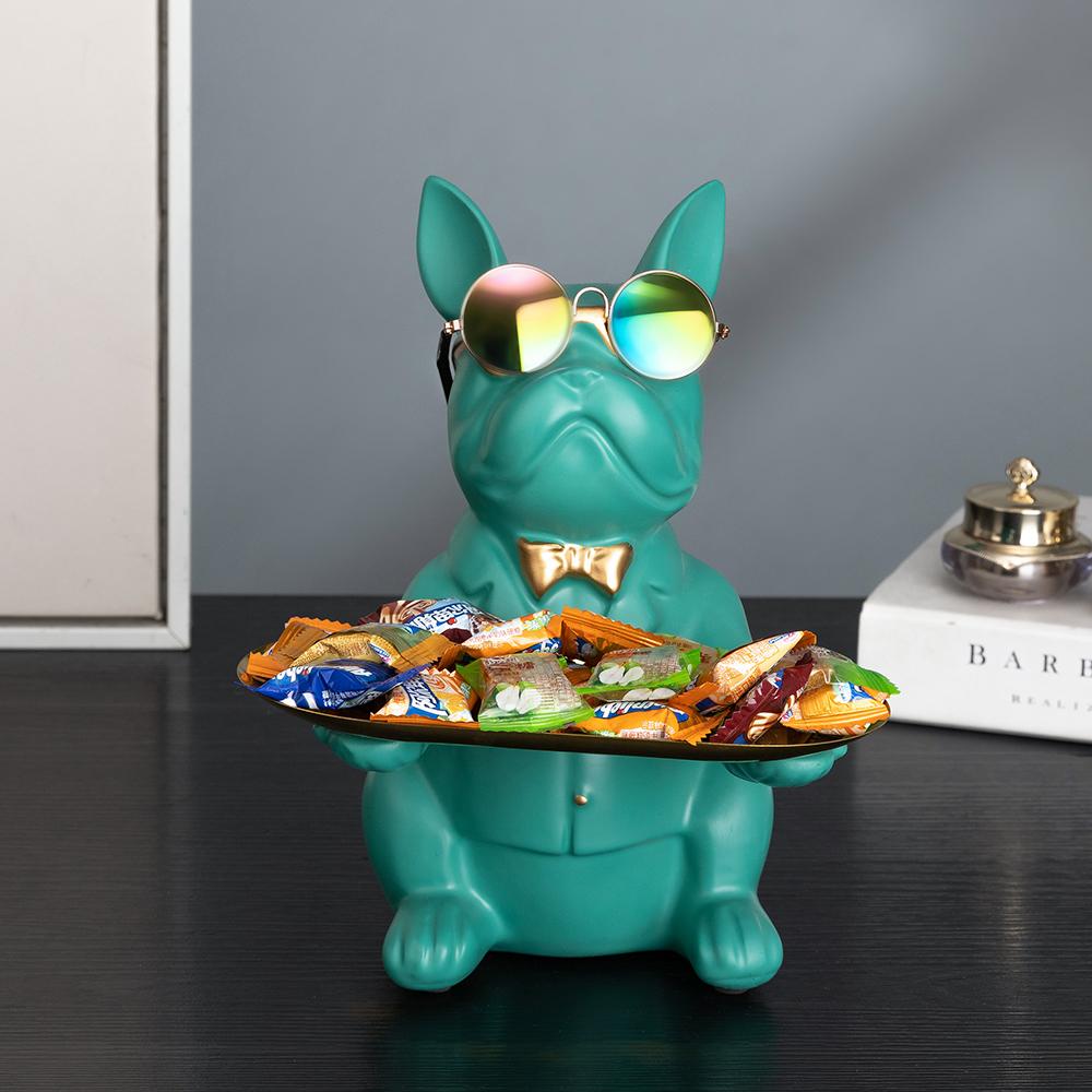 

Nordic Light Luxury Personalized Home Decoration Bulldog Dog Storage Ornament Porch Door Key Tray Candy Tray