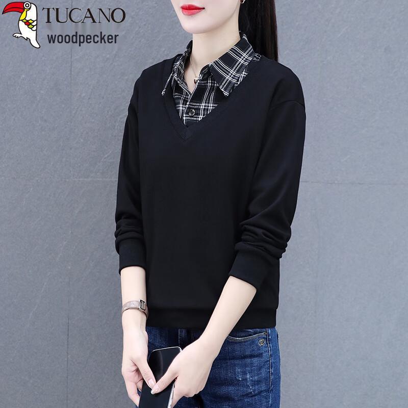 

Woodpecker Women s Fleece-Lined Mock Layer Turn-Down Collar Sweatshirt 2XL