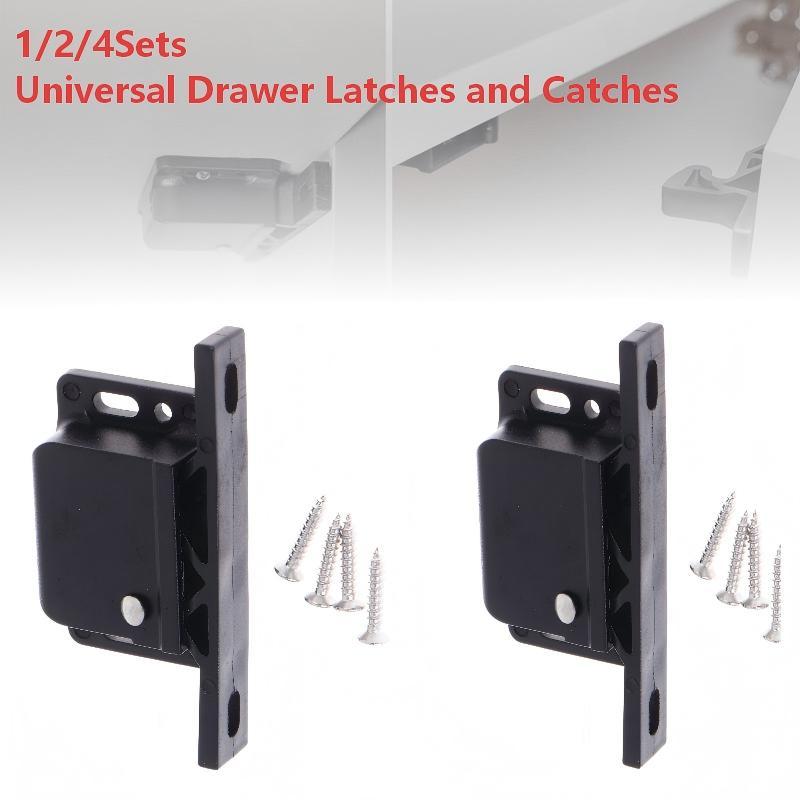 1 2 4er Set Push-Open Federhaken Schloss Schnalle Türfang ohne Griff Touch-Riegel für Küchen-Badezimmer-Schranktüren DIY Zubehör
