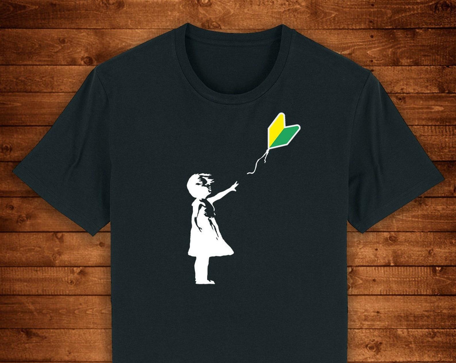 Banksy Inspired Girl with Balloon JDM Japanese Car / T shirt Unique Design Street Wear Art Urban Graphic Tees Top 3XL