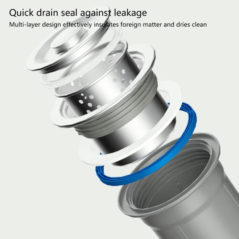 Convenient Kitchen Sink Drain Set With Flexible Pipe and Clear Backflow Preventer for High Performances Daily Use