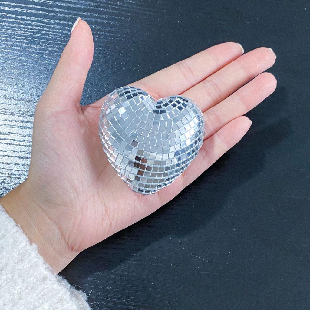 Reflective Heart Disco Ball Glass Ornament for Christmas Parties