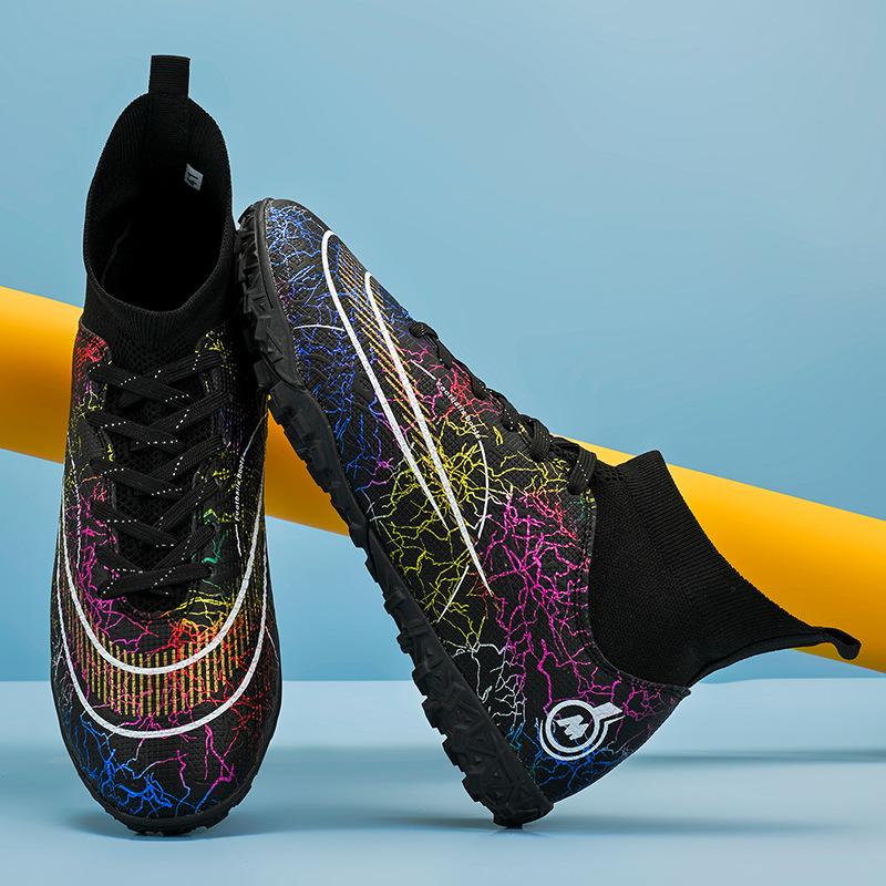 New High-top Football Shoes Children's Men's and Women's TF Broken Nails TF Artificial Flat Training Shoes Women's Shoes