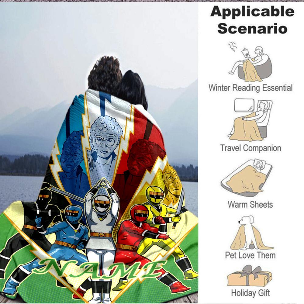 Custom 1pc Power Rangers Team-up Blanket, Soft And Comfortable Blanket, Casual Warm, Camping Travel Blanket, Birthday Gift Q912156