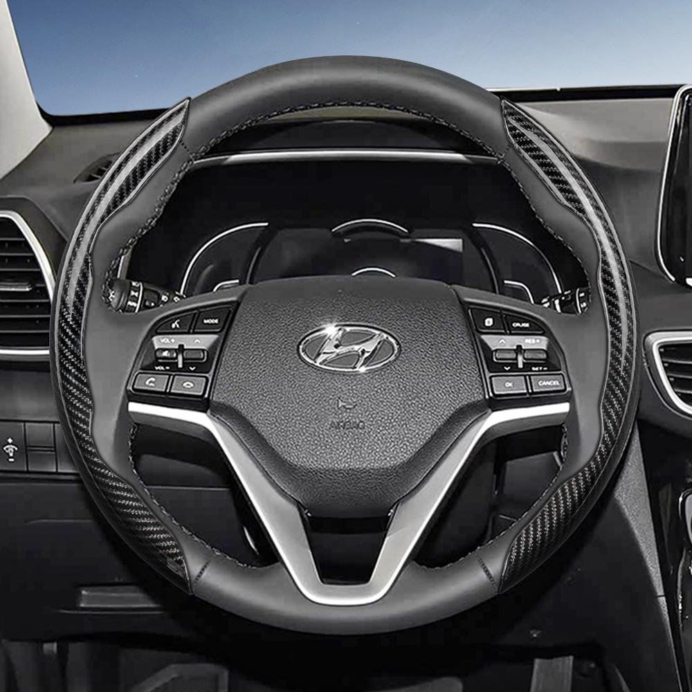 Suitable for Hyundai Carbon Fiber Texture Steering Wheel Cover with Segmented Quick-Release Design, Durable, for Tucson Elantra Avante I30 Sedan