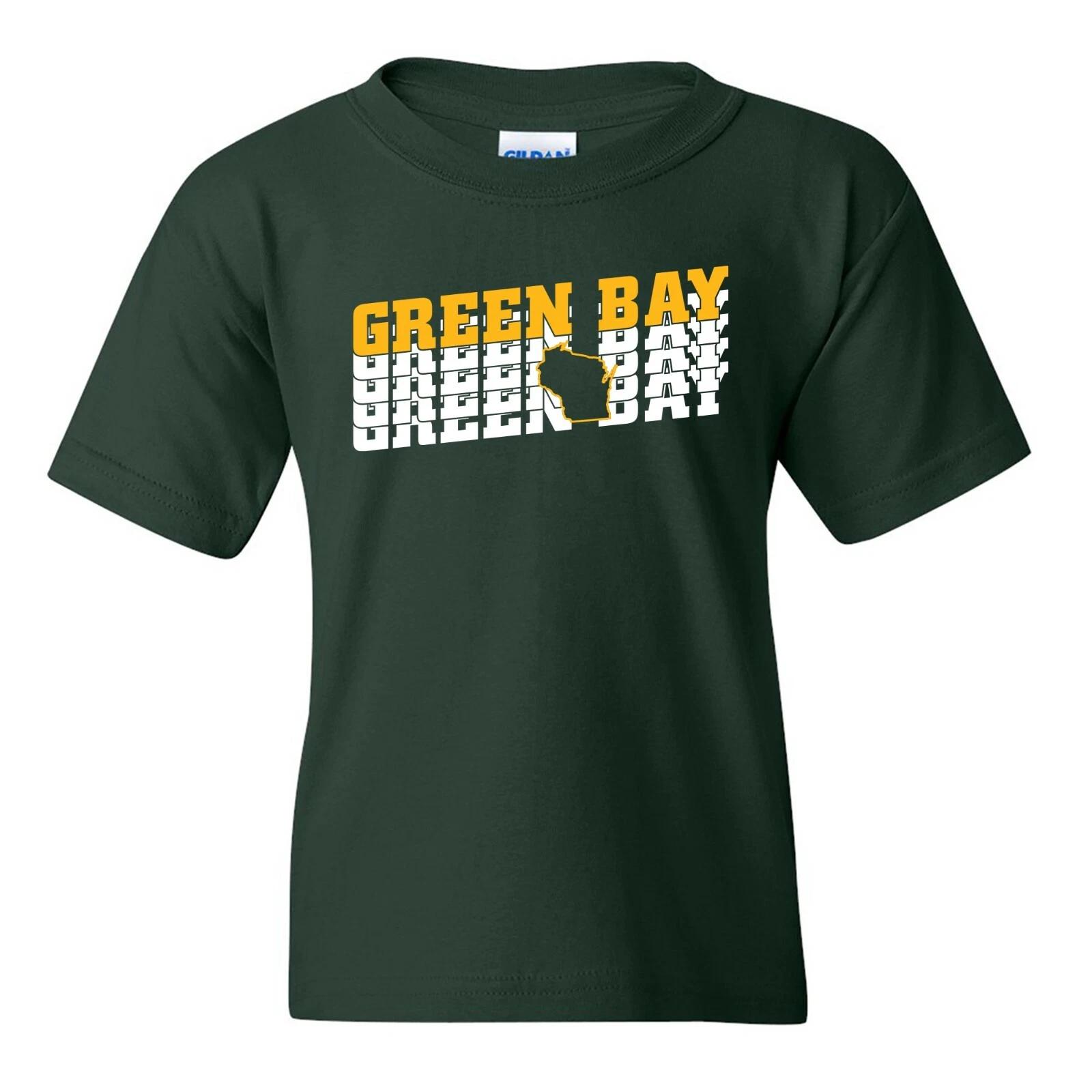 Green Bay Retro Repeat - Sport Football Youth T Shirt - Forest L