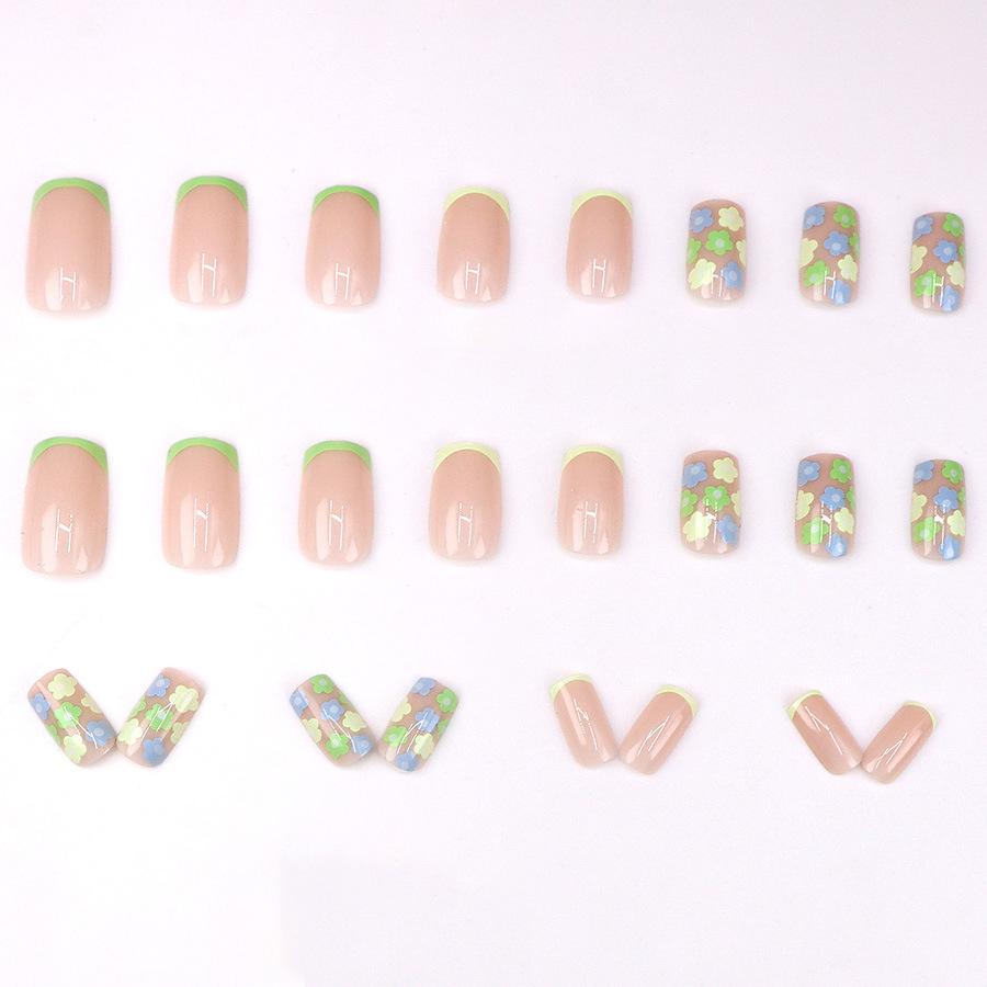 Multicolor Floral Square Manicure In Fresh Pastoral Style