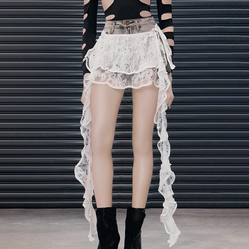 Богемная плиссированная юбка с рюшами, асимметричная, короткая Medium