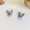 1Pair Punk Vintage Sphinx Cat Stud Earrings Personality Creative Silver Color Earrings for Women Girls Fashion Jewelry