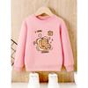 European sizes Cute Capybara Fun Print Crewneck Sweatshirt, Casual Top for Kids, Simple and Trendy Design with Cartoon Bear Hugging Salmon Pattern