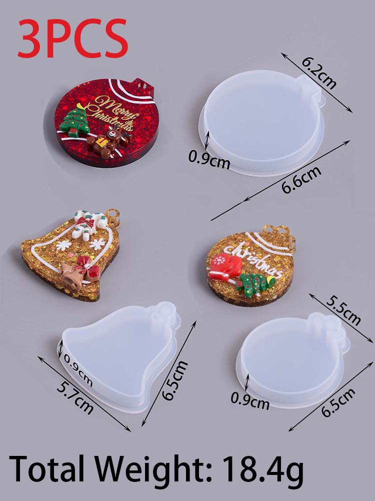 Christmas Ball Bell Pendant Silicone Mold DIY Round Keychain Jewelry Molds Epoxy Resin Plaster Crafts Christmas Tree Decor