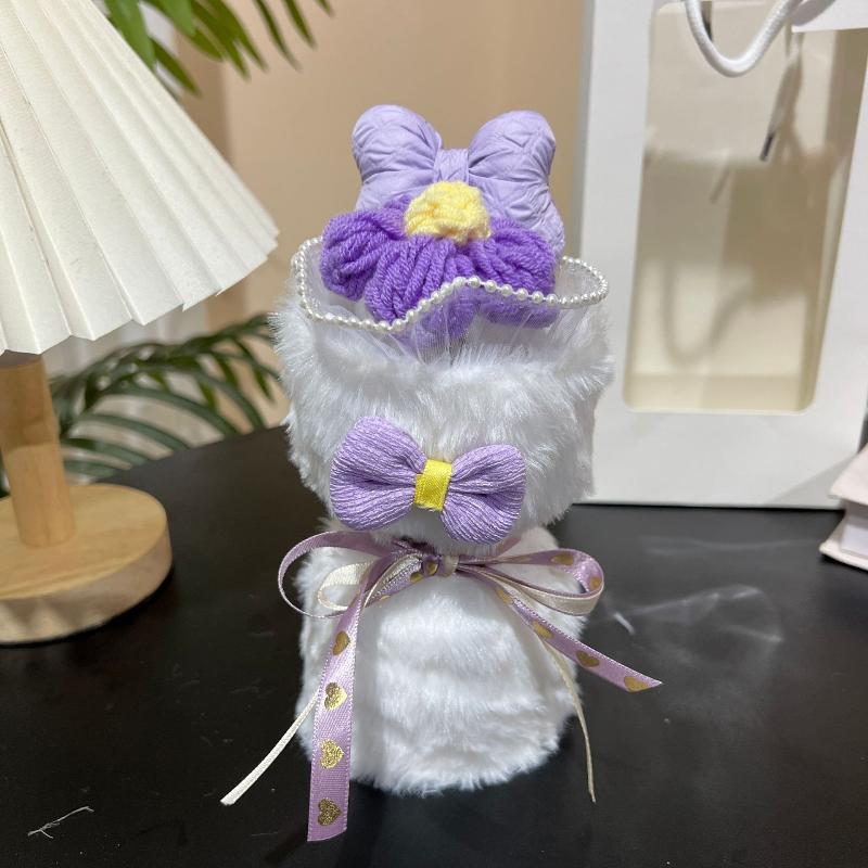 1 шт. Вязаная пряжа Ручной работы Букет роз День святого Валентина Искусственный цветок Букет роз Подарочная коробка Креативное украшение для дома