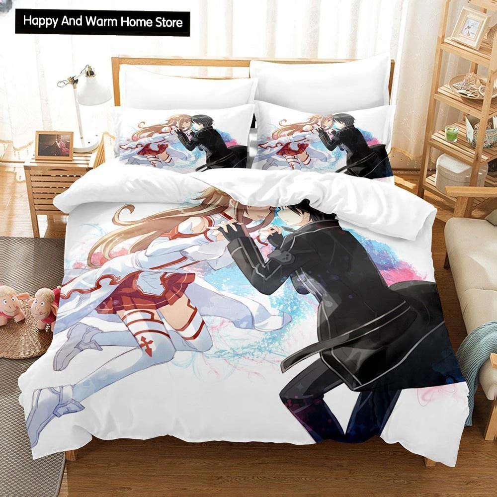 Anime Sword Art Online 3D Bedding Set Duvet Cover Pillowcase Boys Gift Home Textile Bed Linen
