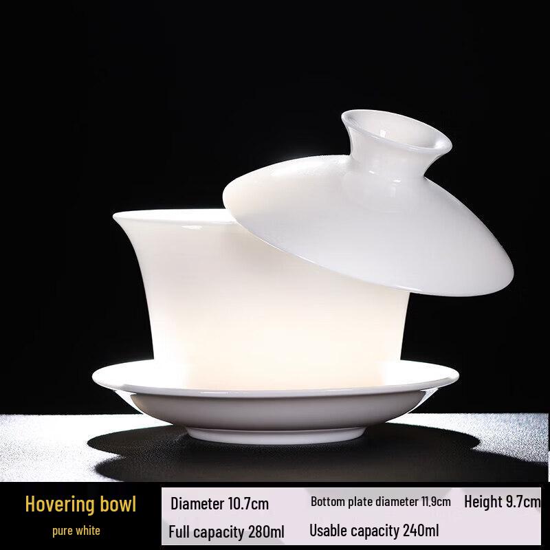 Premium Dehua Ceramic Mutton Fat Jade Gaiwan Teacup