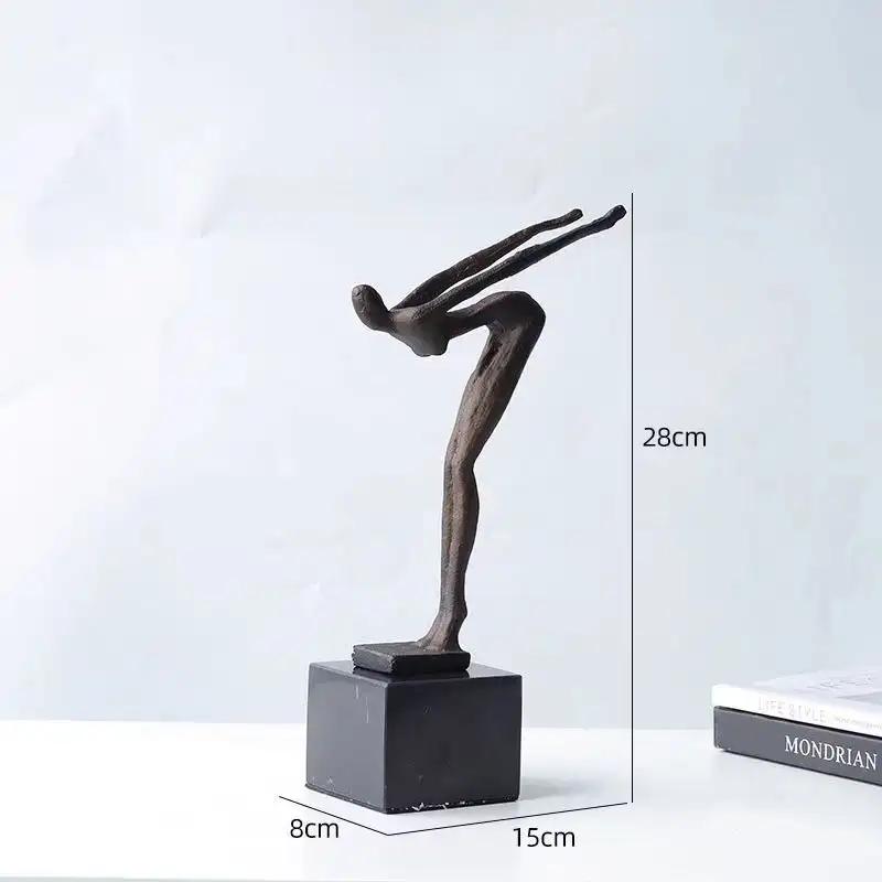 Swimming Metal Figurines Creative Metal Handicraft Movement Figurines Diving Sportsman Abstract Sculpture Home Decoration