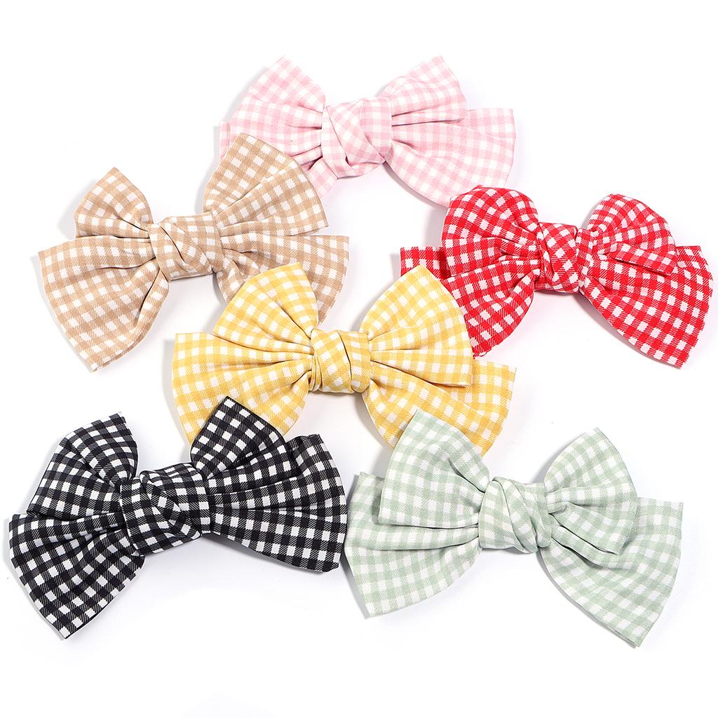2 Pezzi/lotto Dolce Tessuto a Quadri Fiocco Design alla Moda Fiocchi Colorati per Cucito Fermaglio per Capelli Cerchietto Accessori per Capelli Regalo Forniture per Abbigliamento