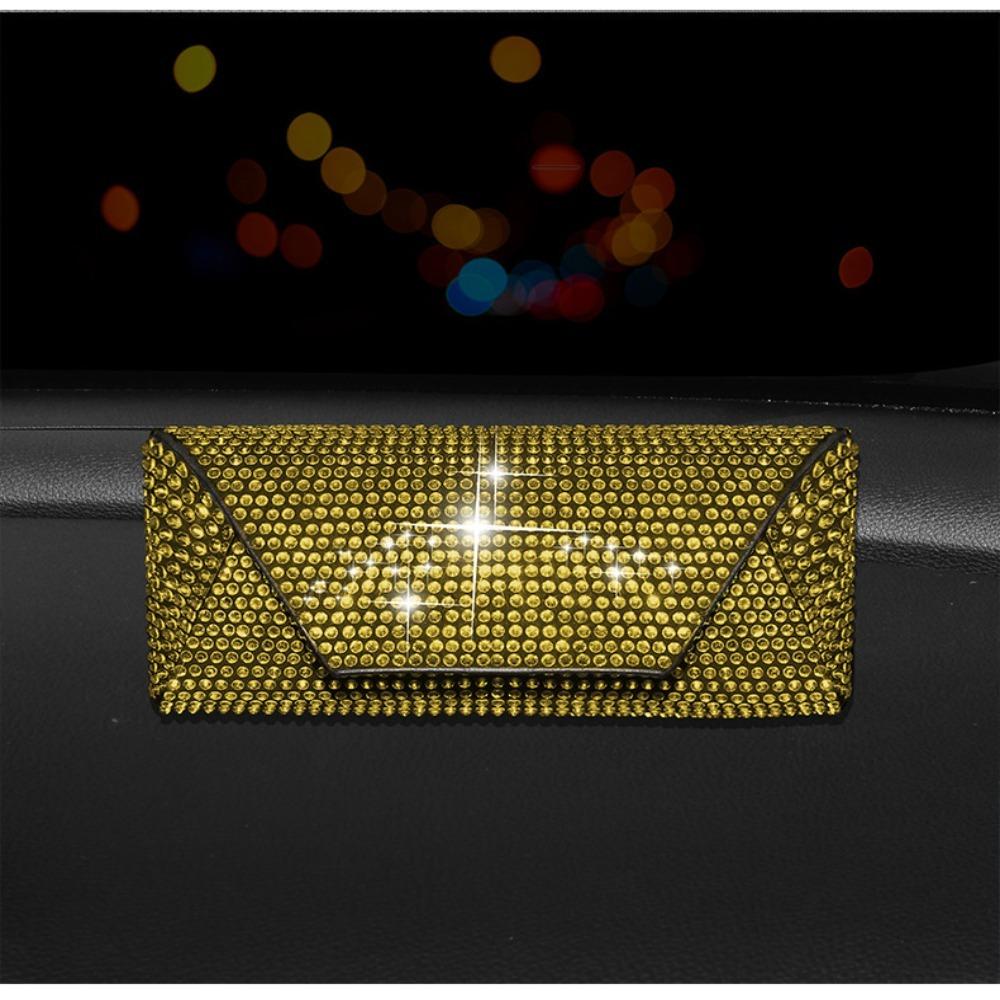 Portable Shiny Diamond Car Glasses Case Crystal Bling Rhinestone Sunglasses Box Sunglasses Storage Box Men