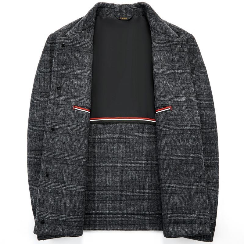Autumn and Winter Double-sided Woolen Jacket Dad Wear Business Casual Short Cashmere Woolen Jacket Plaid Men's Top
