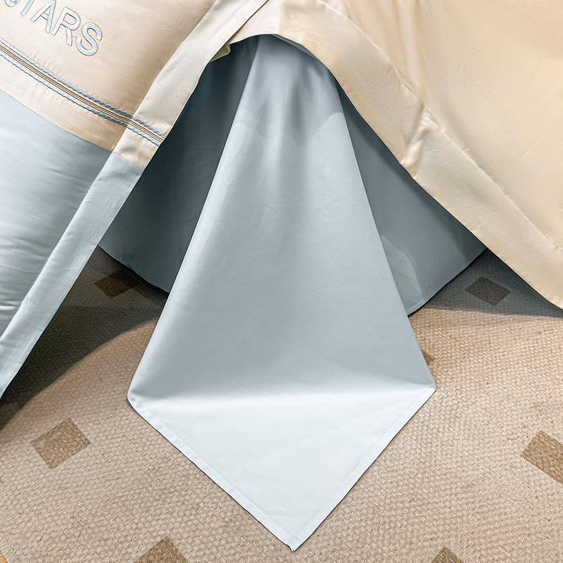 Embroidery Pure Cotton Four-piece Quilt Cover Solid Color Bed Sheet Light Luxury Style Bedding
