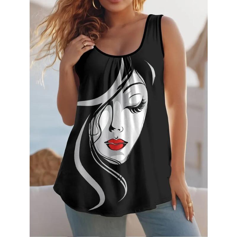 Women's Sleeveless Vest Colorful Pattern Printing Leisure Fashionable Versatile Summer Oversized Vest