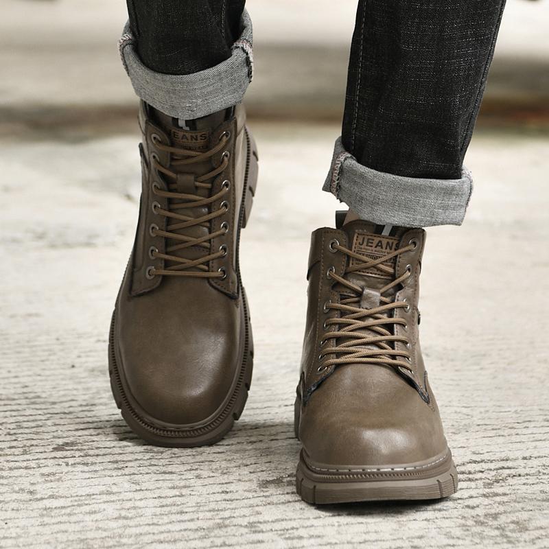 Scarpe da Uomo alla Moda Comode Designer Stivali Chelsea alla Caviglia in Vera Pelle Scarpe da Uomo Suola Spessa Stivali Casual da Motociclista Uomo Business