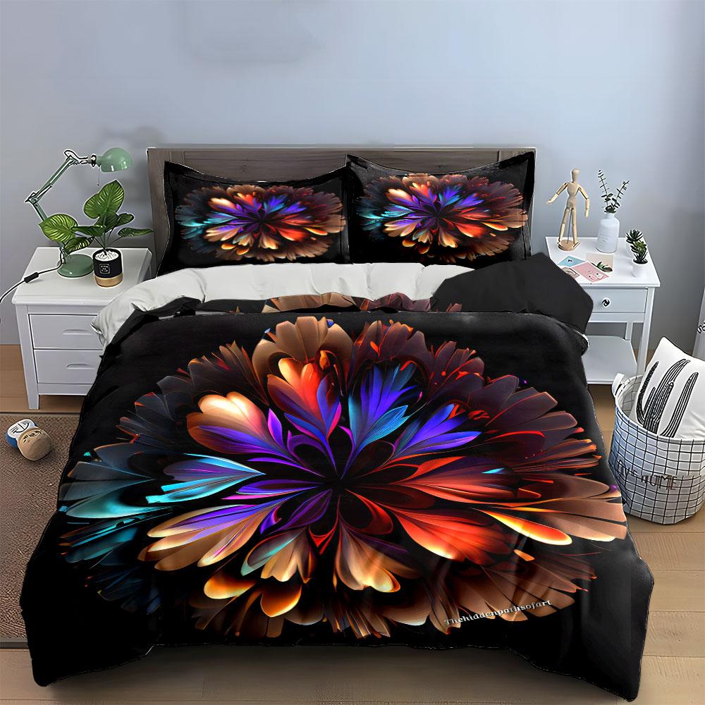 Vibrant Abstract Floral Decor Trio  Kid'S And Adults' Bedroom Decor, Exquisite Three-Piece Bedding Set Gift