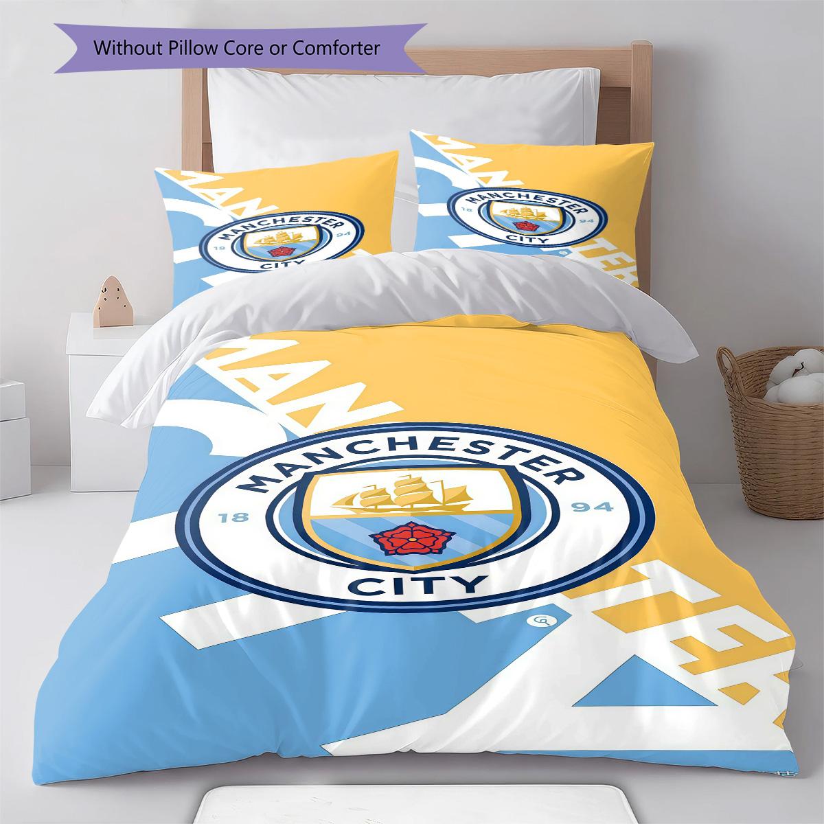 

MCFC logo RugPattern Bedding Quilt Set Quilt Cover Pillowcase Home Decoration Birthday Gift (1 * duvet cover + 2 * pillowcase, without core) 135x200cm