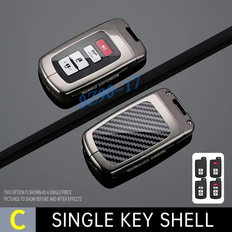 Metal Carbon Fiber Car Key Fob Case Cover Keychain For Toyota Highlander Avalon Camry Rav4 4Runner Tundra Sequoia Kluger