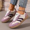 Women's Low-Top Sneakers Strap-Compatible- Minimalist Striped Lace-Up Round-Toe Casual with Sole,Soft Fab… More