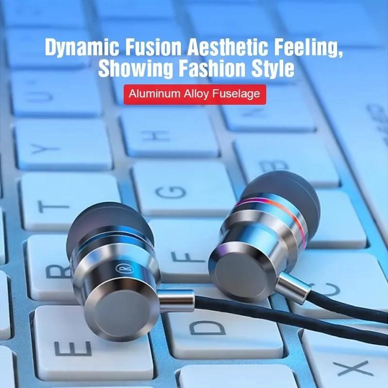 3.5MM Wired Metal Earphones HiFi Super Bass Stereo Music With HD Microphone Noise Cancel Headset In-Ear Earbuds