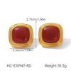 French Retro Tiger Eye Stone Stud Earrings, 18K Gold Turquoise Earrings, Non-fading Titanium Steel Ear Jewelry, Versatile