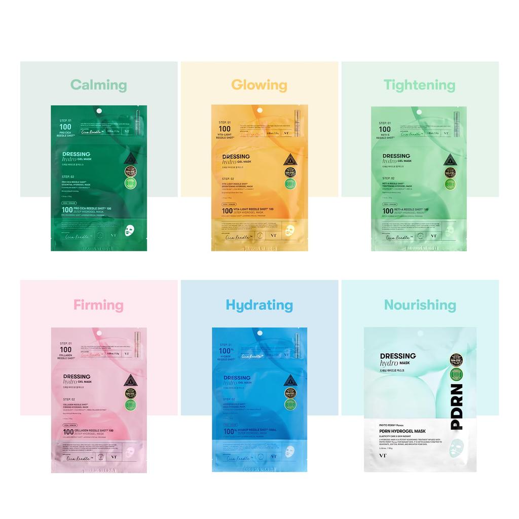 VT Cosmetics Vita Reedle Shot 100 2-Step Hydrogel Mask - Korean Brightening Skincare Mask with Micro-Spicule Essence for Radiance Care, Dull Skin S