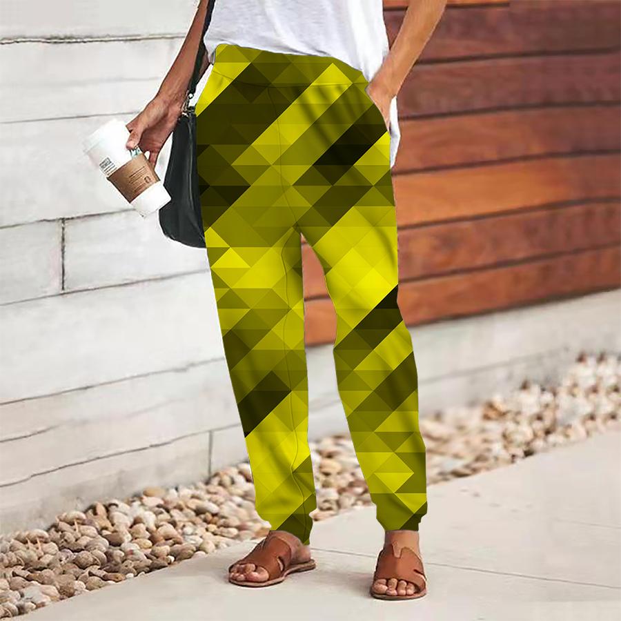 

Женские брюки с абстрактным принтом, на шнуровке, с эластичной талией, свободные брюки, повседневные длинные брюки, брюки с карманами 8XL оранжевый