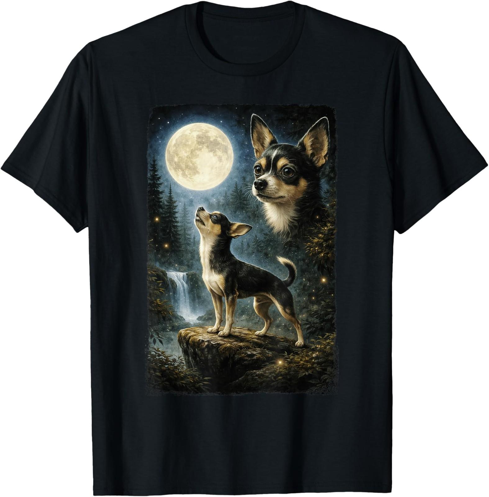 Funny Chihuahua Art Design Chihuahua Howling at The Moon T-Shirt Gift S-4XL S разноцветный