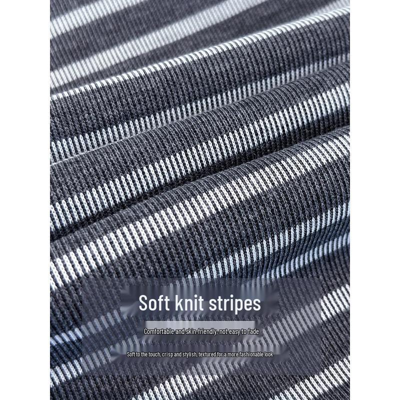 Women's Striped Knit A-Line Midi Skirt with Slit - Spring/Autumn 2025 Korean Style