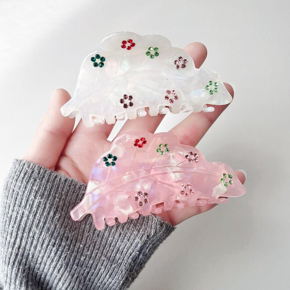 

Colorful Rhinestone Acetate Hair Claw Little Flower Hair Clip New Hairpin Girls 06