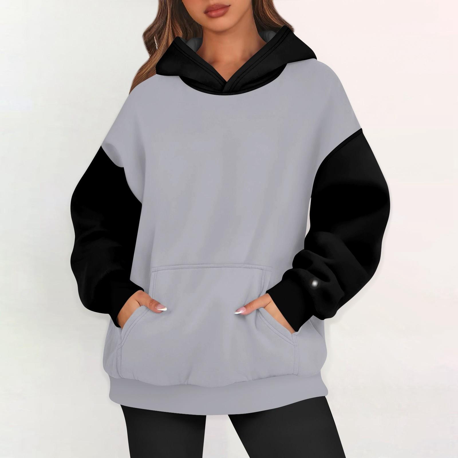 

Женские худи оверсайз из флиса, толстовки с длинным рукавом, пуловеры с карманом L