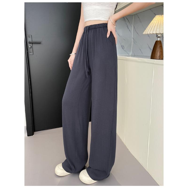 Women Linen Blend Wide Leg Pants High Waist Loose Summer Trousers