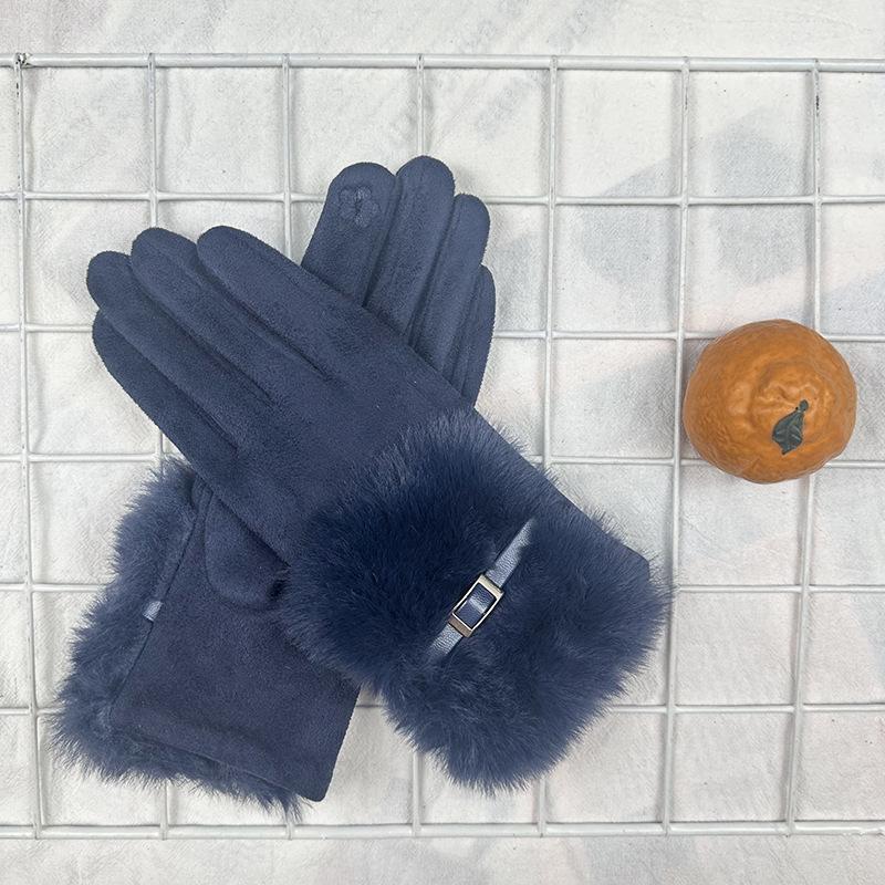 

Перчатки женские бархатные утолщенные теплые зимние нескользящие женские перчатки для сенсорного экрана синий