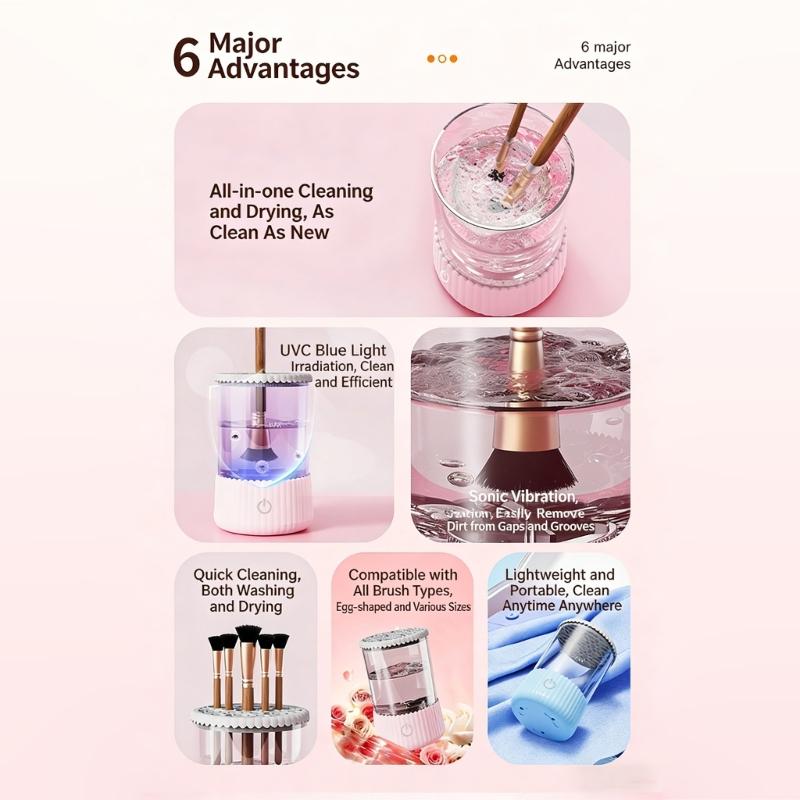 Universele Cosmetische Kwastenreiniger met Meerdere Siliconen Ringen Breed Compatibel Eenvoudige Installaties Duurzaamheid ABS