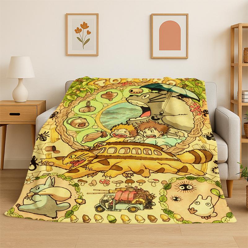Couverture Flottante Classique T-Totoro Dessin Animé Mignonne Couverture Douce Chaude pour Chambre Salon Lit Voyage Camping Pique-nique Enfant