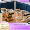 High Borosilicate Glass Soup Pot with Lid for Electric Stoves, Transparent Double Ear, Wood Handle.