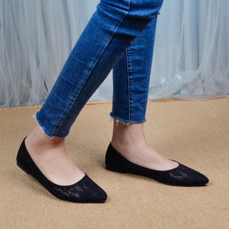 Ladies Pointed Toe Soft-bottom Loafers Women Fashion Hollow Out Flats Breathable Female Slip On Low Heels Work Shoes Moccasins