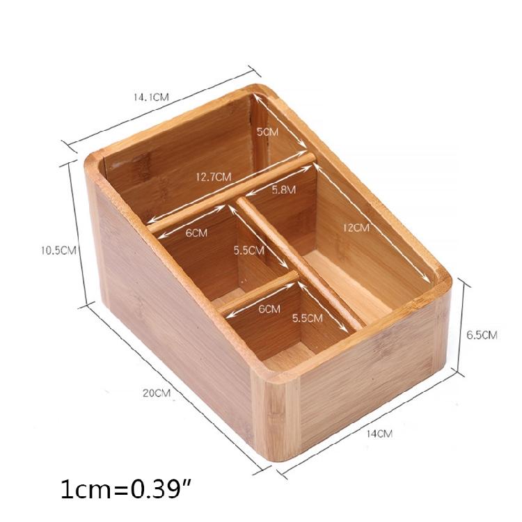 Creative Bamboo Desktop Sundries Storage Box Multi-Partition Arrangement
