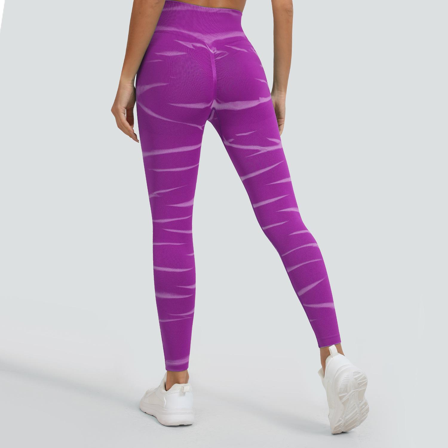 

Tie Dye Seamless Peach Hip Yoga Pants For Running, High Elasticity, Hip Lifting, Sports, Fitness, High Waist Yoga Pants L