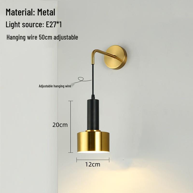 Nordic Minimalist Metal Wall Lamp for Bedroom, Living Room, and Hotel Rooms