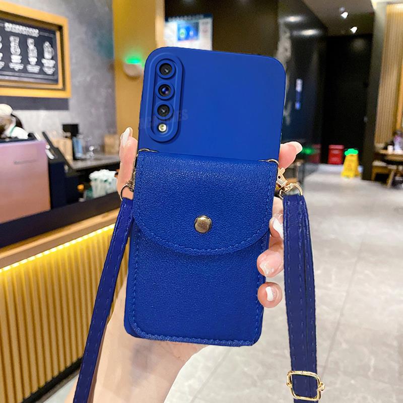 A 50 30 70 Crossbody Wallet Card Holder Case For Samsung Galaxy A50 A20 A30 A70 A20s A30s A10 A31 A51 A71 Lanyard Silicone Cover